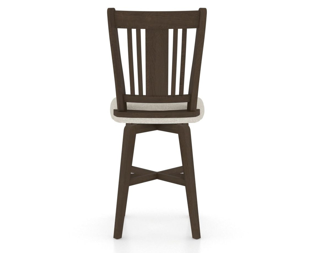 Canadel Swivel Counter Stool 7250 in TB Fabric and 29 Hazelnut Washed, back view