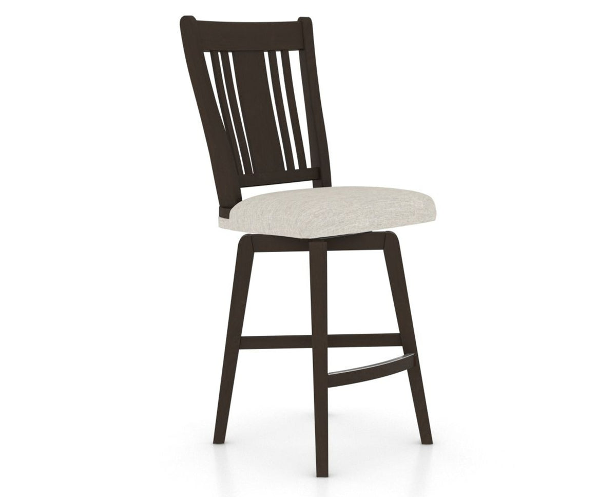Canadel Swivel Counter Stool 7250 in TB Fabric and 59 Davy's Grey, three-quarter view