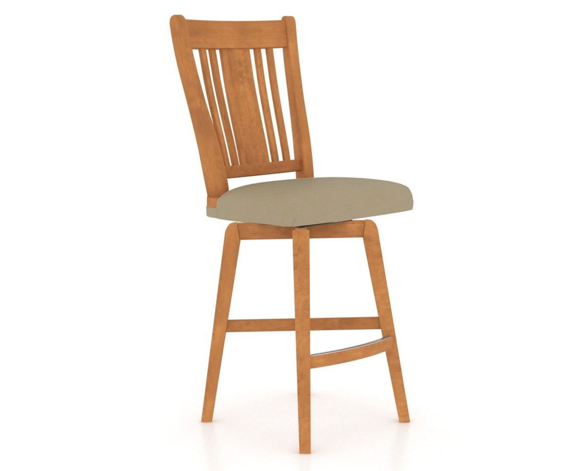 Canadel Swivel Counter Stool 7250 in XY Faux Leather and 01 Honey Washed, three-quarter view