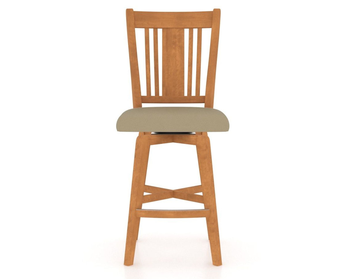 Canadel Swivel Counter Stool 7250 in XY Faux Leather and 01 Honey Washed, front view