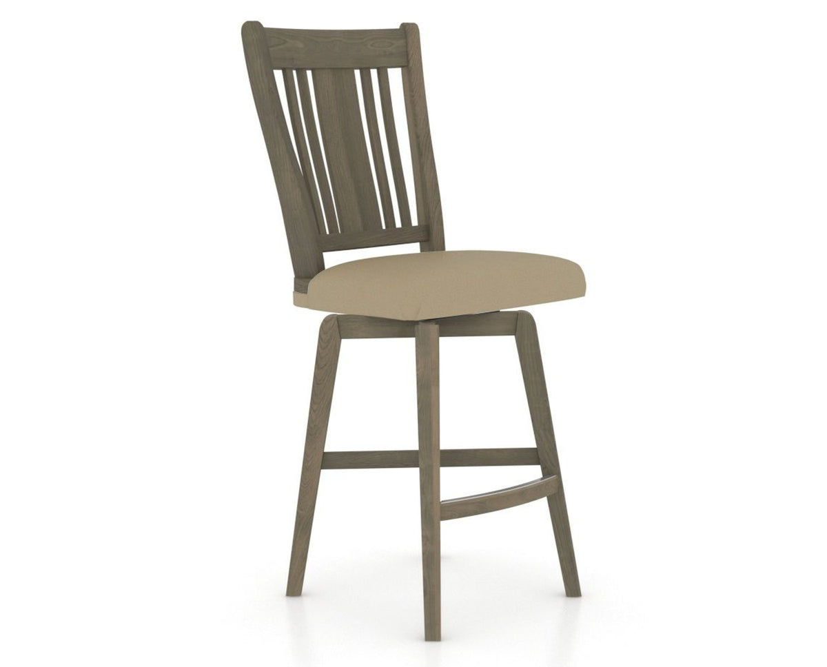 Canadel Swivel Counter Stool 7250 in XY Faux Leather and 08 Shadow, three-quarter view