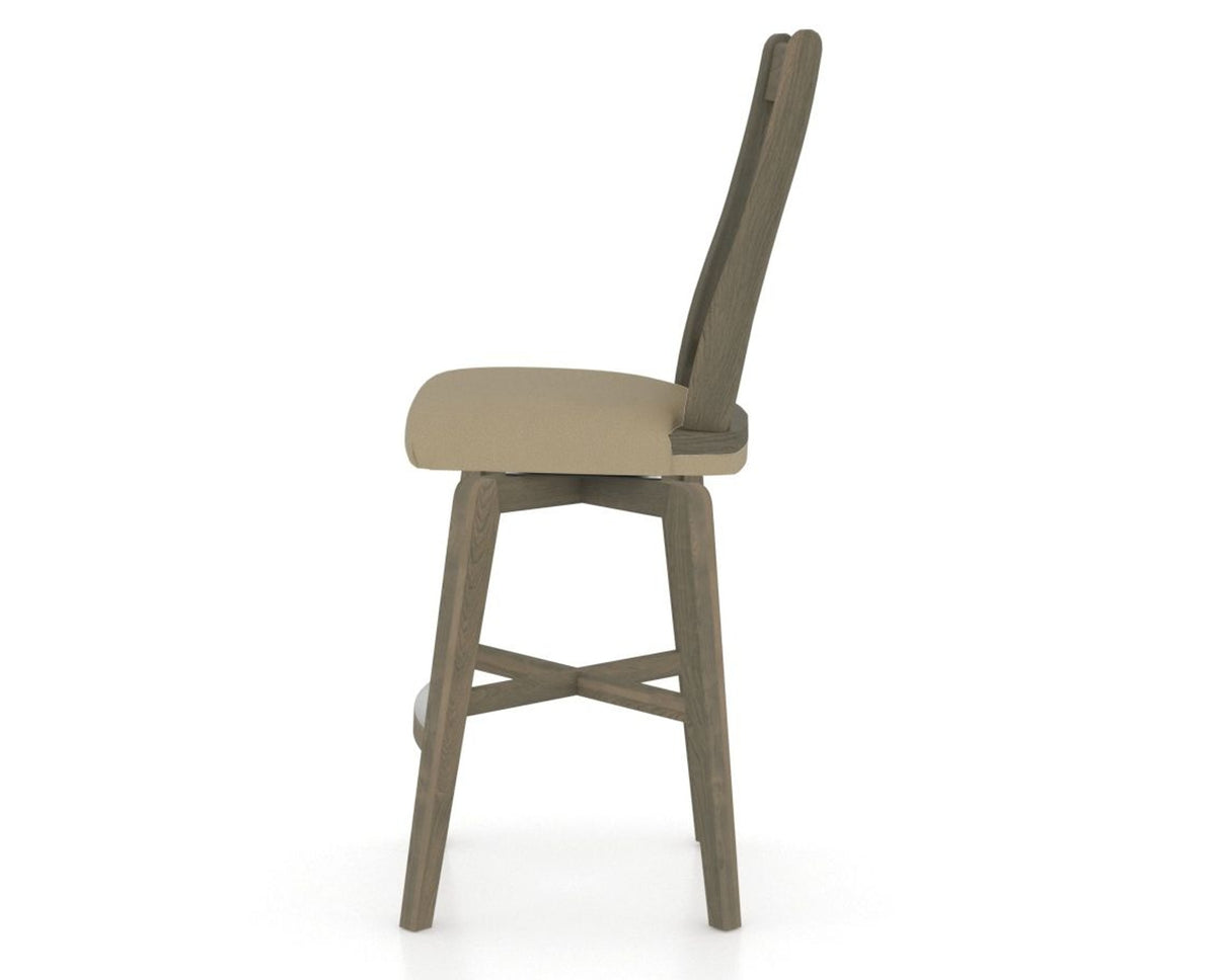 Canadel Swivel Counter Stool 7250 in XY Faux Leather and 08 Shadow, side view