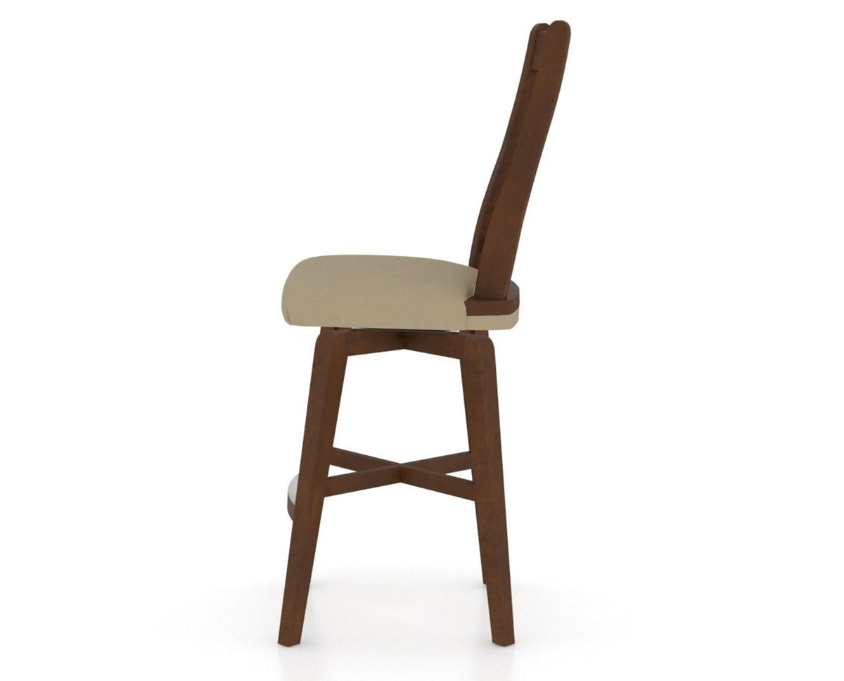 Canadel Swivel Counter Stool 7250 in XY Faux Leather and 19 Cognac Washed, side view