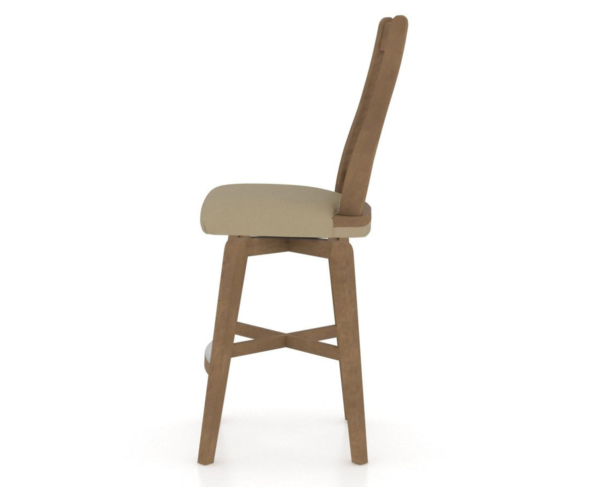 Canadel Swivel Counter Stool 7250 in XY Faux Leather and 25 Pecan Washed, side view