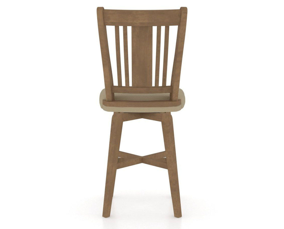 Canadel Swivel Counter Stool 7250 in XY Faux Leather and 25 Pecan Washed, back view