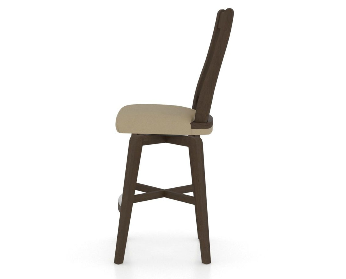 Canadel Swivel Counter Stool 7250 in XY Faux Leather and 29 Hazelnut Washed, side view