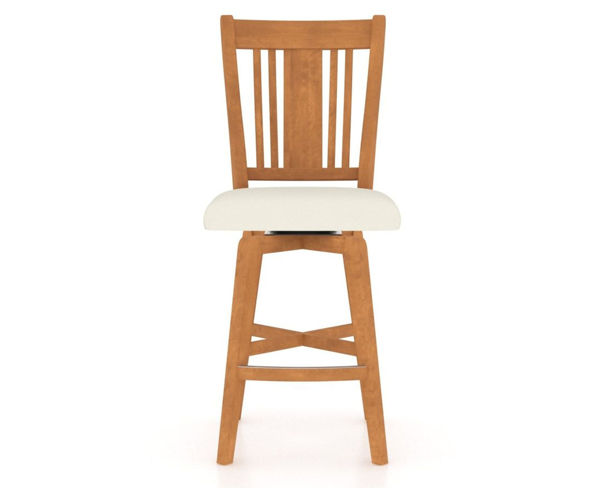 Canadel Swivel Counter Stool 7250 in YJ Faux Leather and 01 Honey Washed, front view