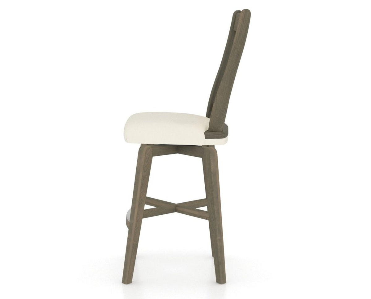 Canadel Swivel Counter Stool 7250 in YJ Faux Leather and 08 Shadow, side view