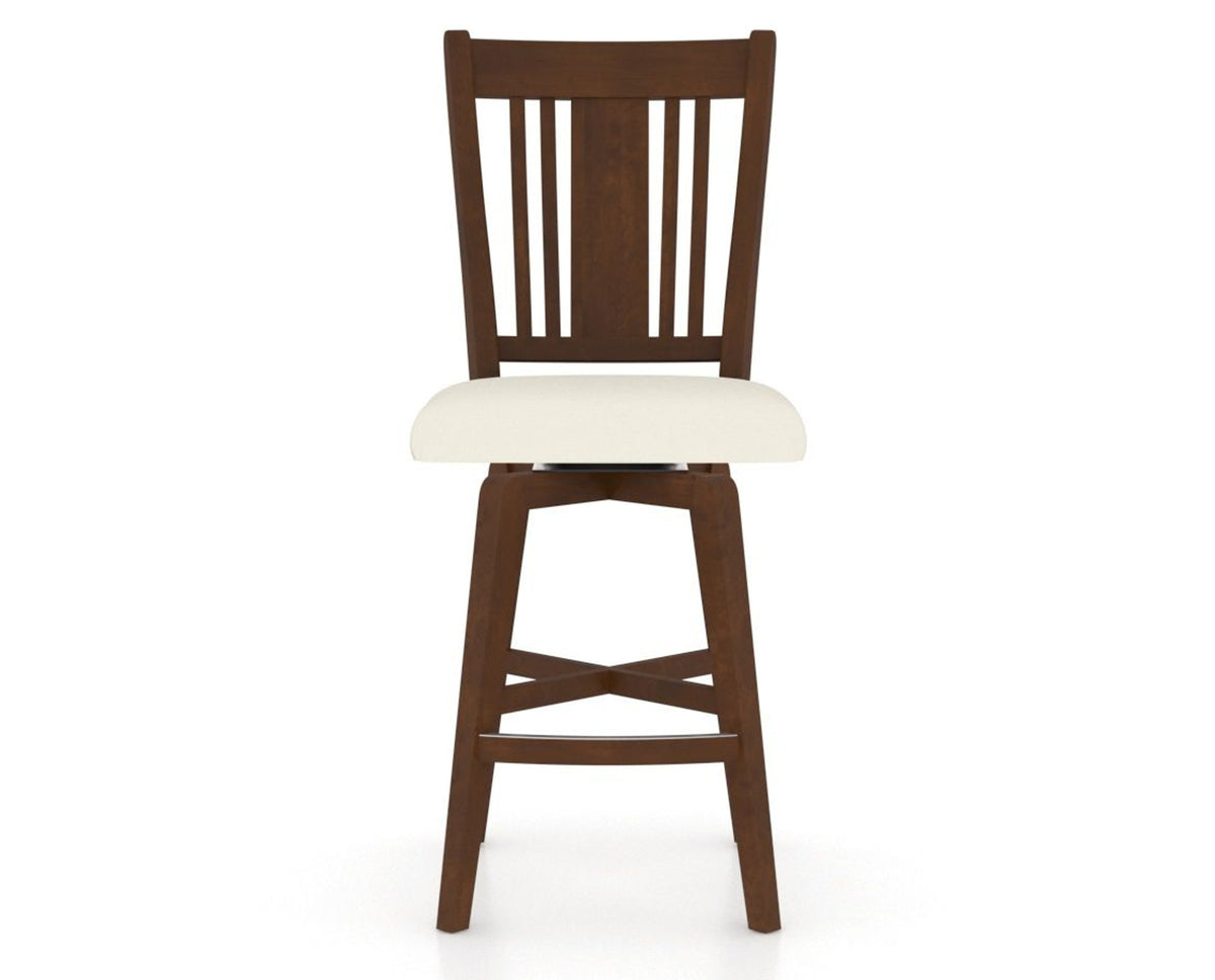 Canadel Swivel Counter Stool 7250 in YJ Faux Leather and 19 Cognac Washed, front view