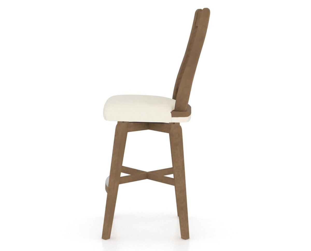Canadel Swivel Counter Stool 7250 in YJ Faux Leather and 25 Pecan Washed, side view