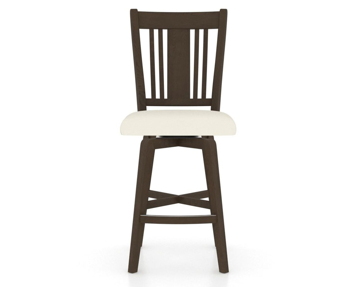 Canadel Swivel Counter Stool 7250 in YJ Faux Leather and 29 Hazelnut Washed, front view