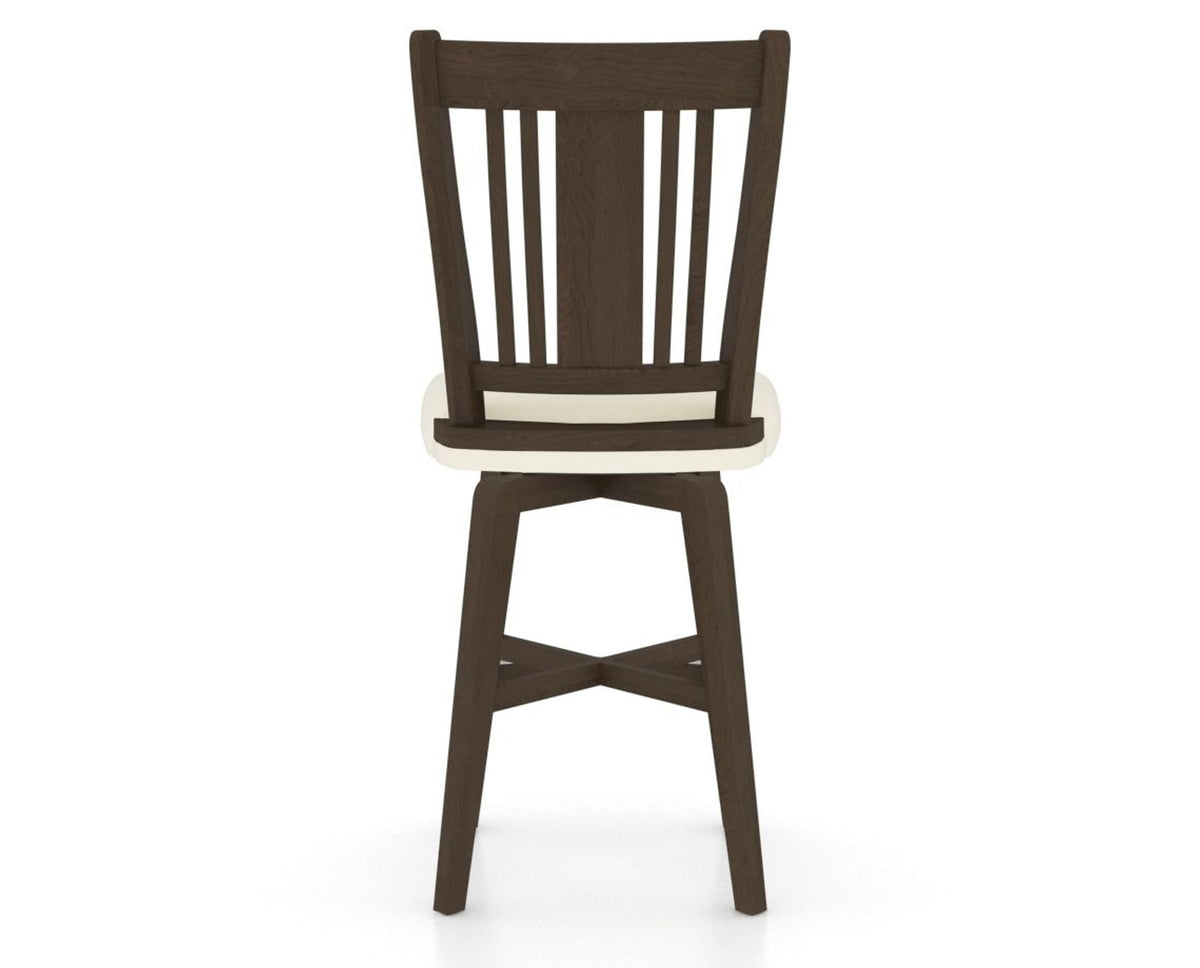 Canadel Swivel Counter Stool 7250 in YJ Faux Leather and 29 Hazelnut Washed, back view