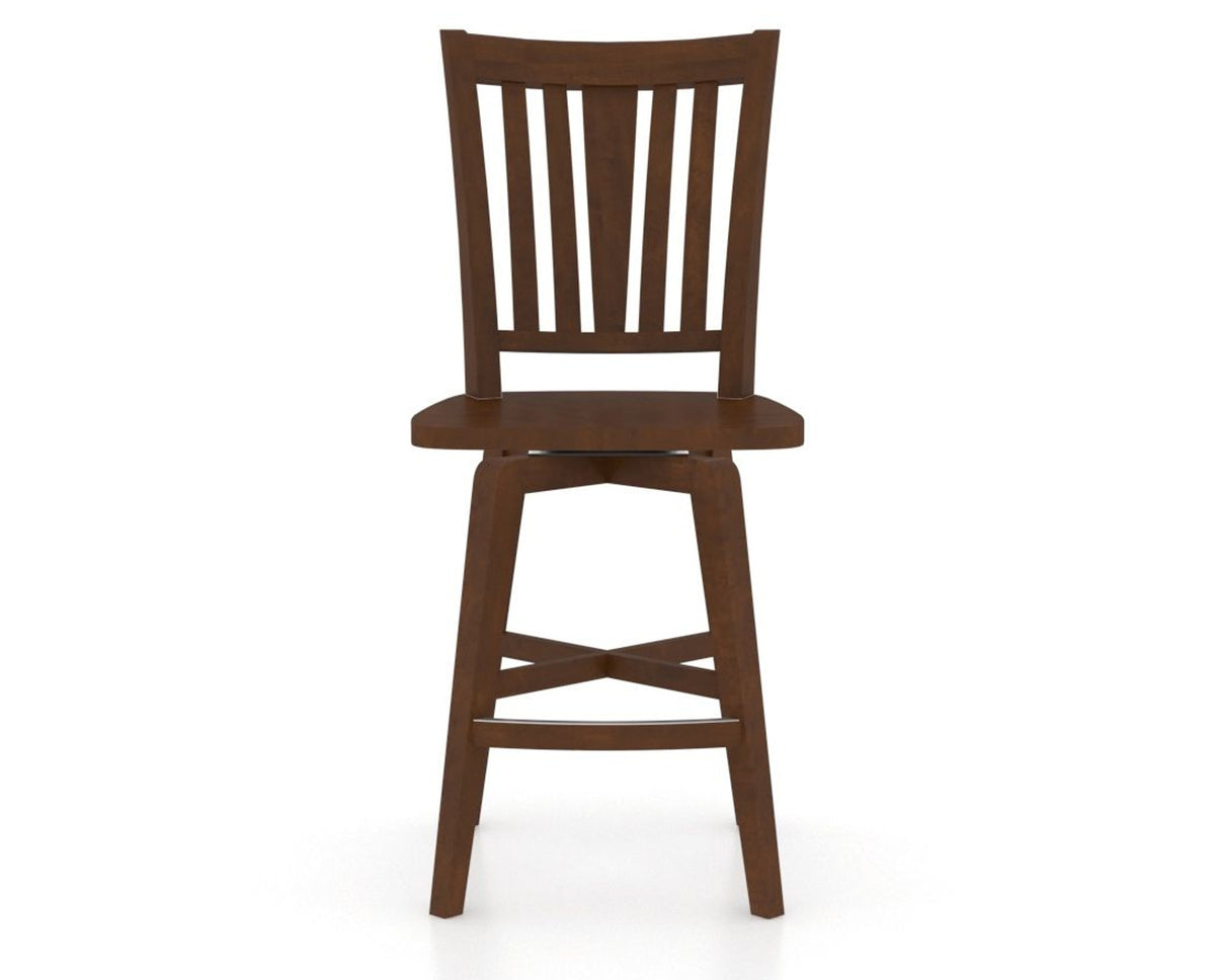 Canadel Swivel Counter Stool 7351 in Wood Seat and 19 Cognac Washed, front view