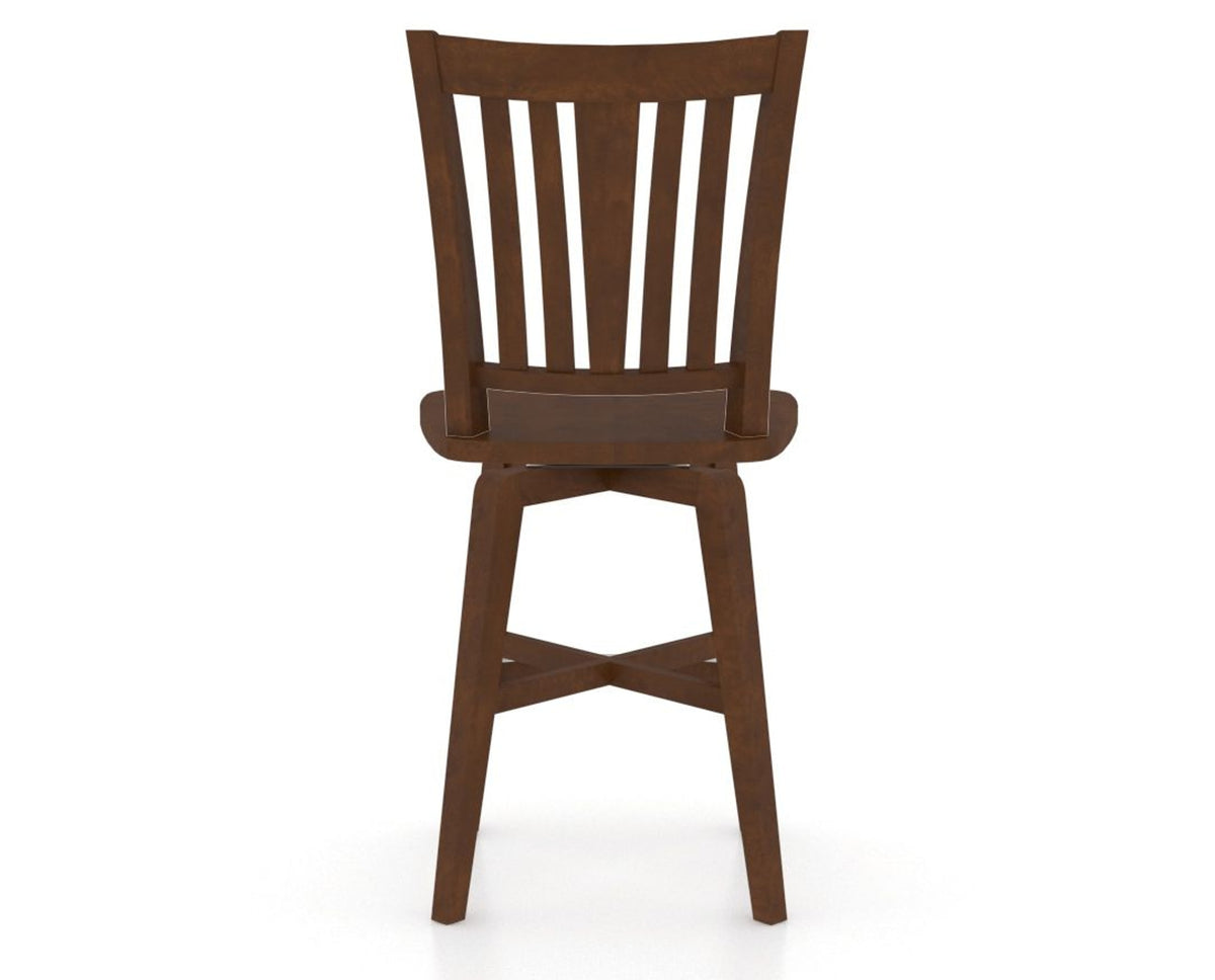 Canadel Swivel Counter Stool 7351 in Wood Seat and 19 Cognac Washed, back view
