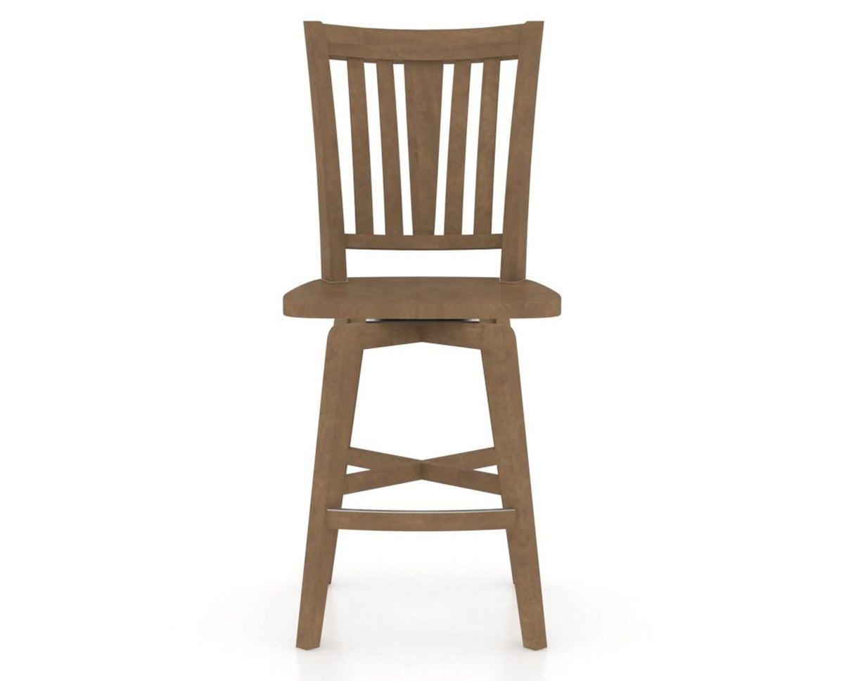 Canadel Swivel Counter Stool 7351 in Wood Seat and 25 Pecan Washed, front view
