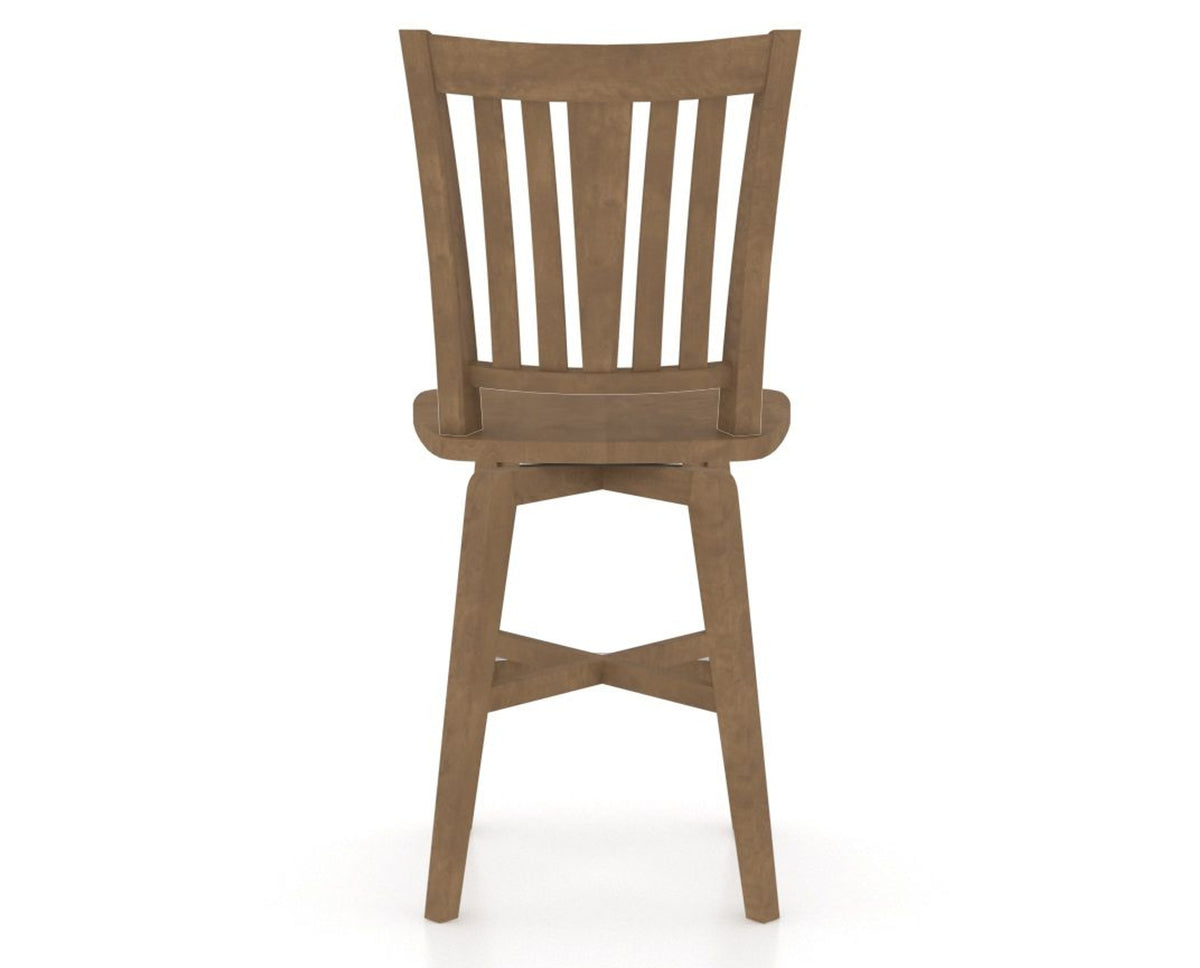 Canadel Swivel Counter Stool 7351 in Wood Seat and 25 Pecan Washed, back view