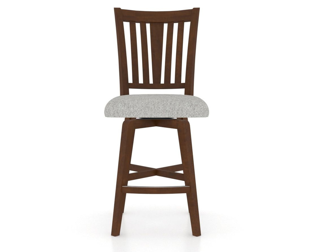Canadel Swivel Counter Stool 7351 in 7C Fabric and 19 Cognac Washed, front view