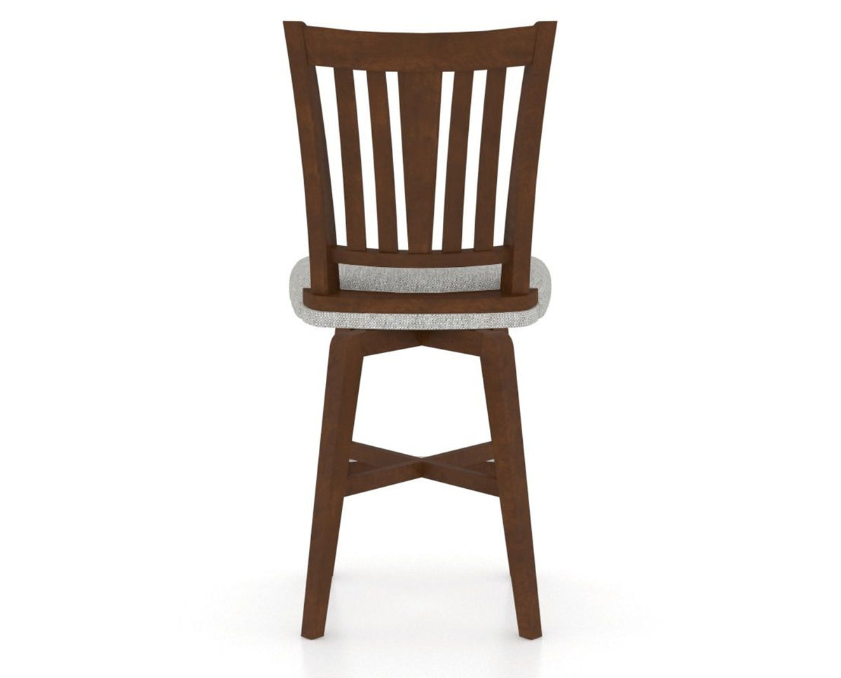 Canadel Swivel Counter Stool 7351 in 7C Fabric and 19 Cognac Washed, back view