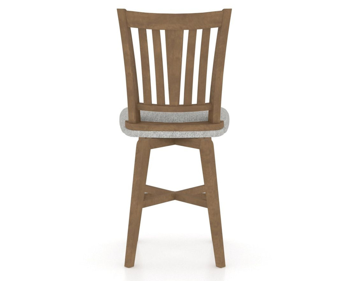 Canadel Swivel Counter Stool 7351 in 7C Fabric and 25 Pecan Washed, back view