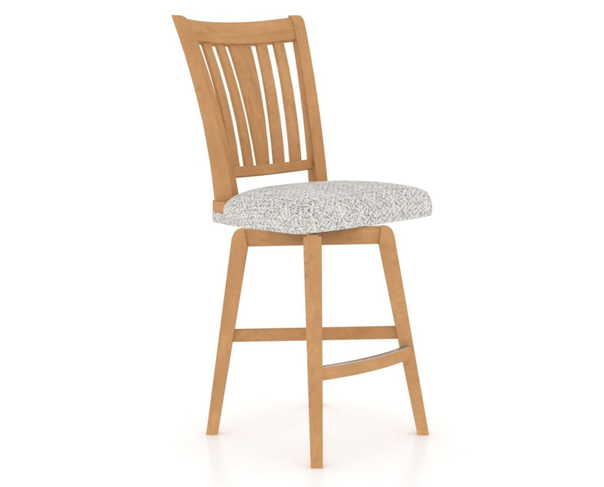 Canadel Swivel Counter Stool 7351 in FP Crypton® and 20 Caramel Washed, three-quarter view