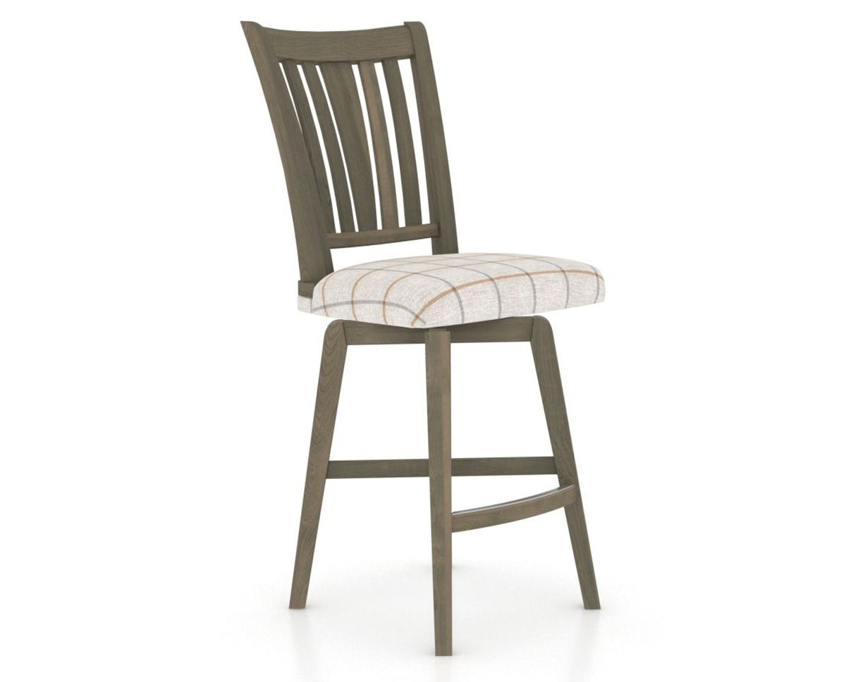 Canadel Swivel Counter Stool 7351 in OZ Fabric and 08 Shadow, three-quarter view