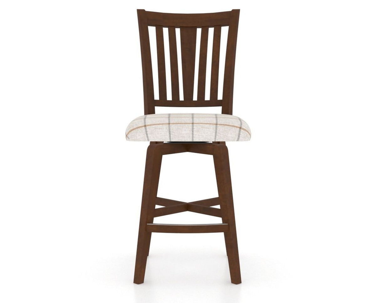 Canadel Swivel Counter Stool 7351 in OZ Fabric and 19 Cognac Washed, front view