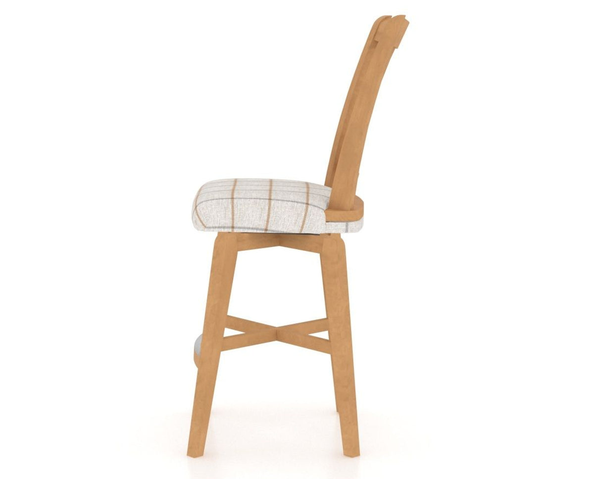 Canadel Swivel Counter Stool 7351 in OZ Fabric and 20 Caramel Washed, side view