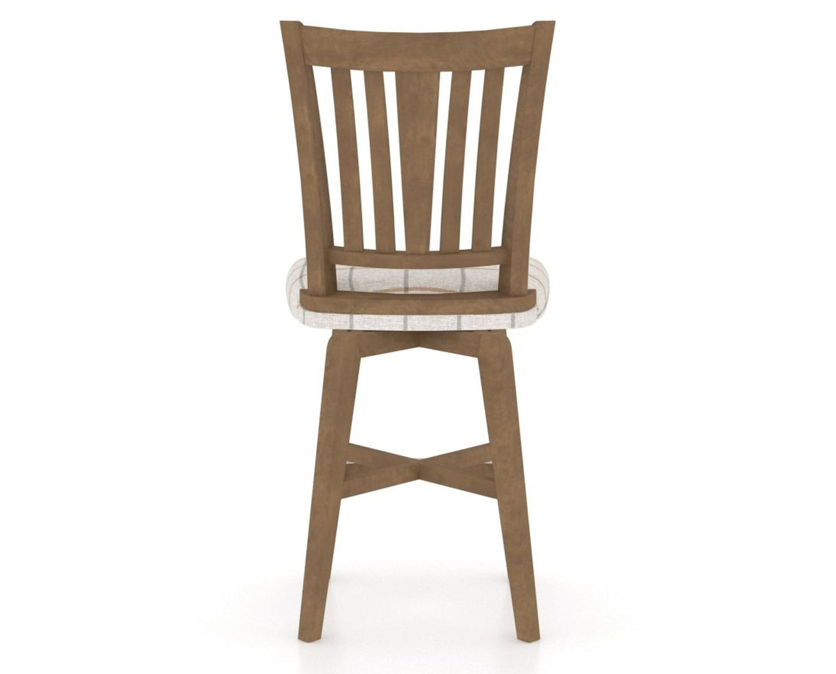 Canadel Swivel Counter Stool 7351 in OZ Fabric and 25 Pecan Washed, back view