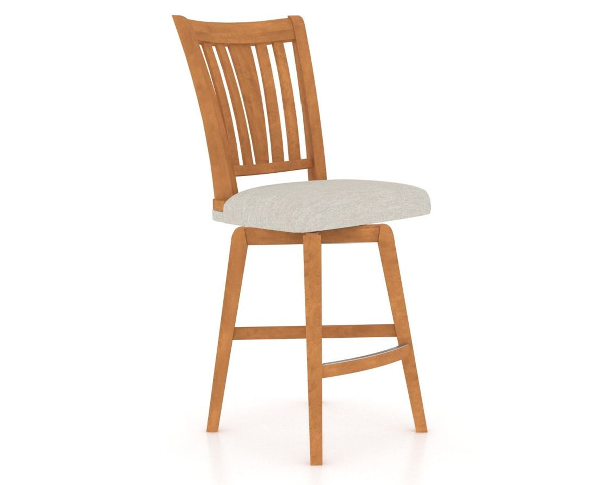 Canadel Swivel Counter Stool 7351 in Honey Washed and Fabric TB, three-quarter view