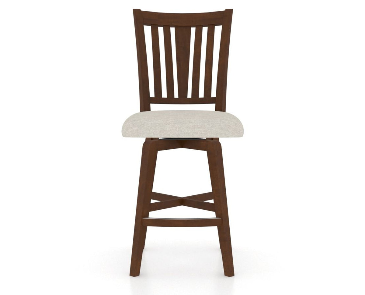Canadel Swivel Counter Stool 7351 in TB Fabric and 19 Cognac Washed, front view