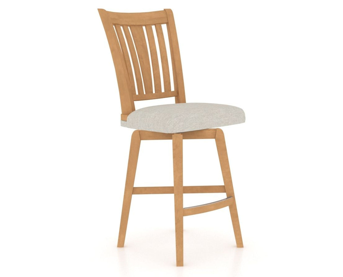 Canadel Swivel Counter Stool 7351 in TB Fabric and 20 Caramel Washed, three-quarter view