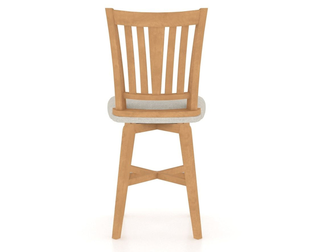 Canadel Swivel Counter Stool 7351 in TB Fabric and 20 Caramel Washed, back view
