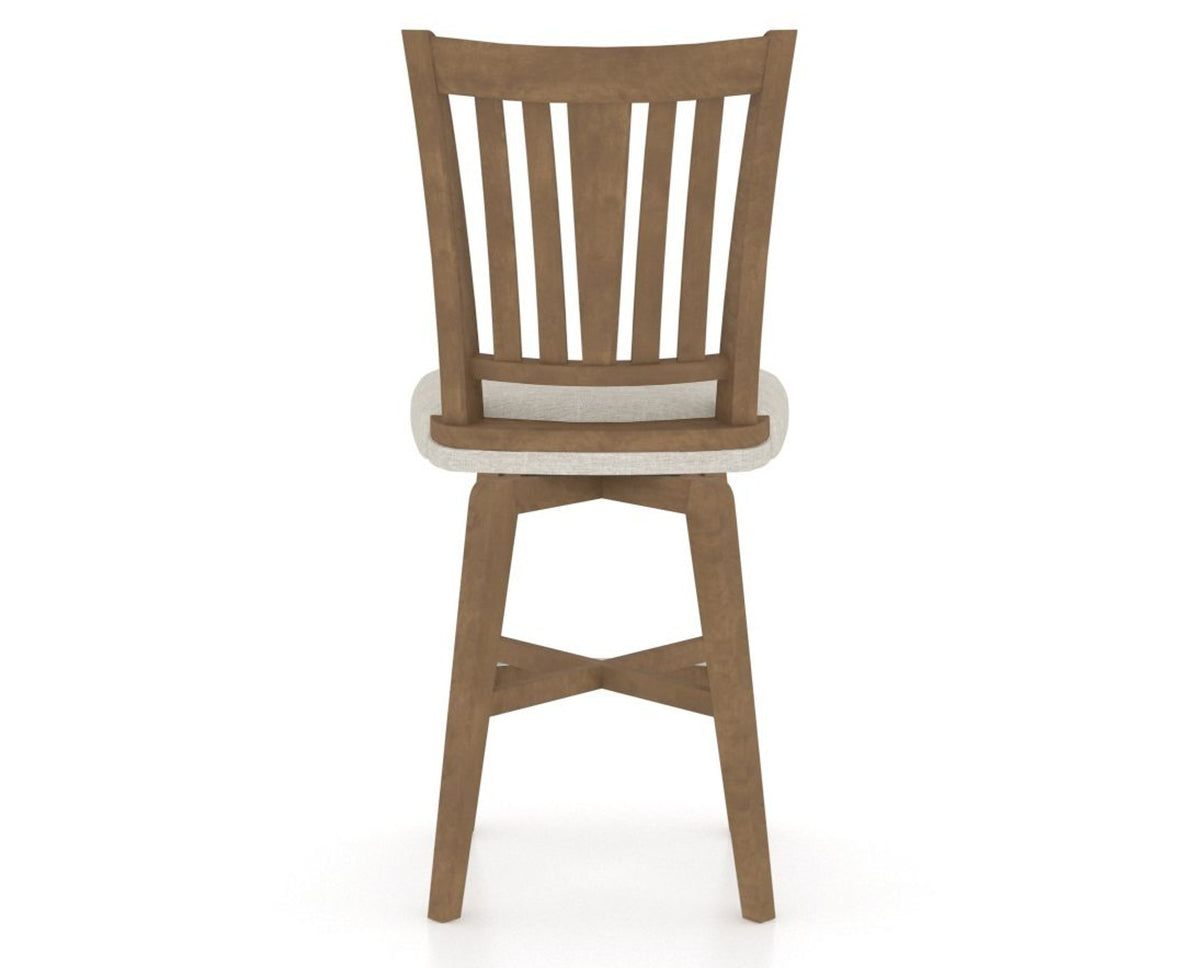 Canadel Swivel Counter Stool 7351 in TB Fabric and 25 Pecan Washed, back view
