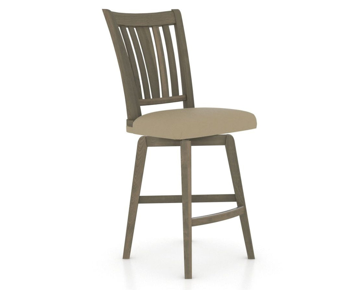 Canadel Swivel Counter Stool 7351 in XY Faux Leather and 08 Shadow, three-quarter view