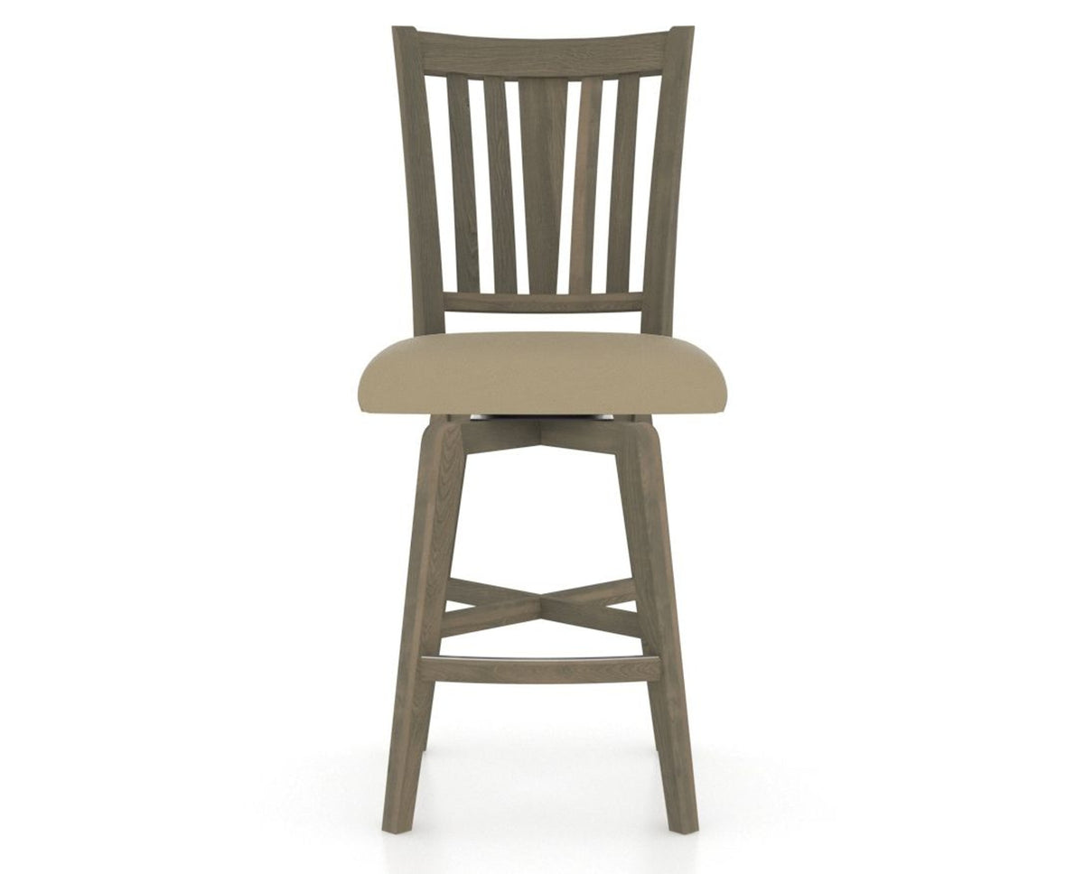 Canadel Swivel Counter Stool 7351 in XY Faux Leather and 08 Shadow, front view