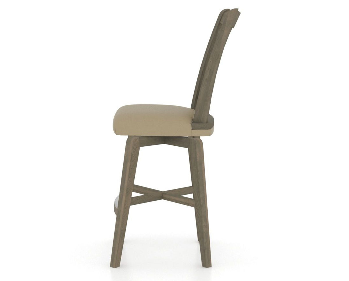 Canadel Swivel Counter Stool 7351 in XY Faux Leather and 08 Shadow, side view