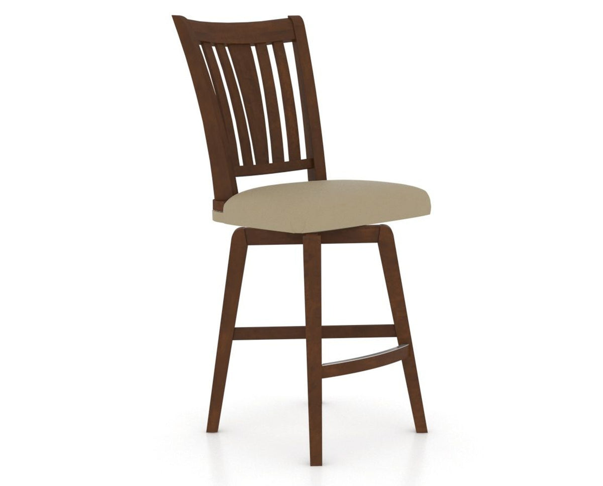 Canadel Swivel Counter Stool 7351 in XY Faux Leather and 19 Cognac Washed, three-quarter view