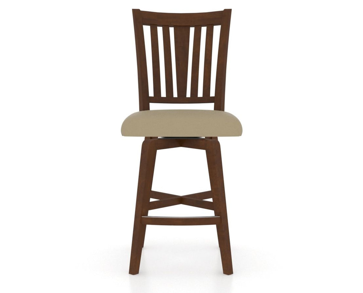 Canadel Swivel Counter Stool 7351 in XY Faux Leather and 19 Cognac Washed, front view