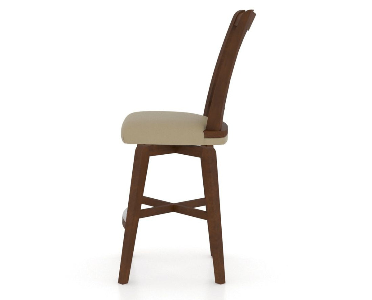 Canadel Swivel Counter Stool 7351 in XY Faux Leather and 19 Cognac Washed, side view
