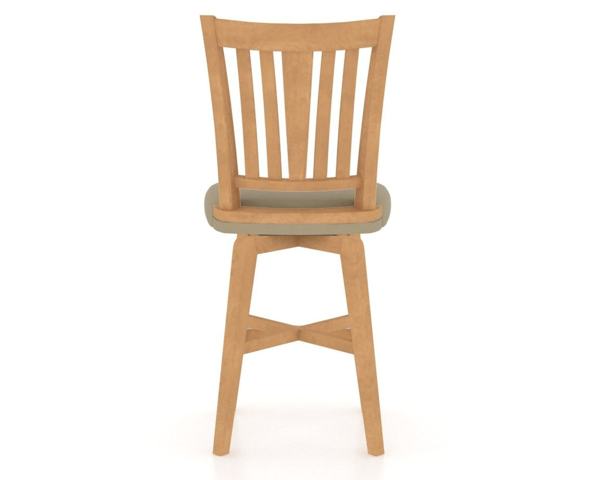 Canadel Swivel Counter Stool 7351 in XY Faux Leather and 20 Caramel Washed, back view