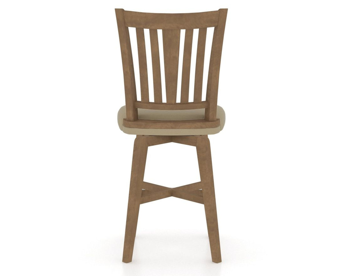 Canadel Swivel Counter Stool 7351 in XY Faux Leather and 25 Pecan Washed, back view