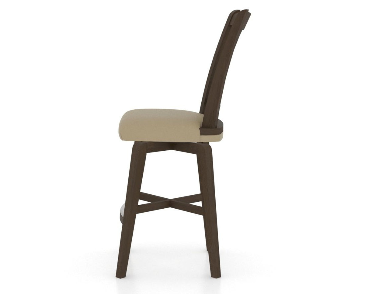 Canadel Swivel Counter Stool 7351 in XY Faux Leather and 29 Hazelnut Washed, side view