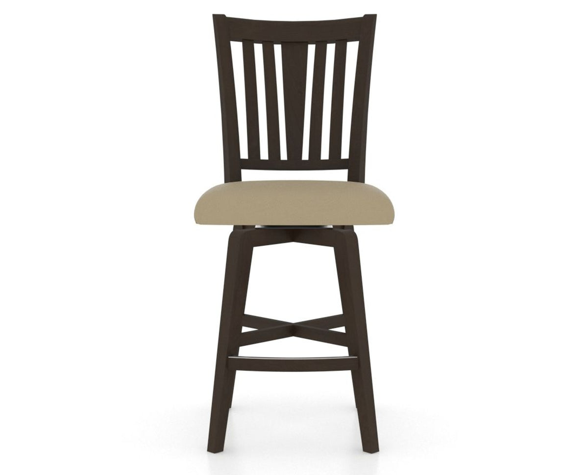 Canadel Swivel Counter Stool 7351 in XY Faux Leather and 59 Davy's Grey, front view