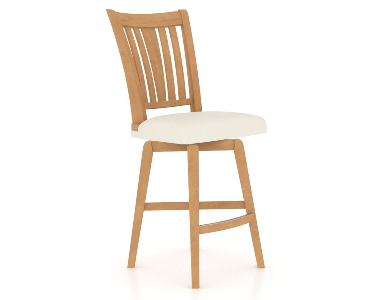 Canadel Swivel Counter Stool 7351 in YJ Faux Leather and 20 Caramel Washed, three-quarter view