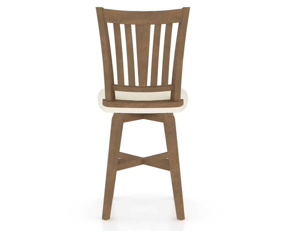Canadel Swivel Counter Stool 7351 in YJ Faux Leather and 25 Pecan Washed, back view