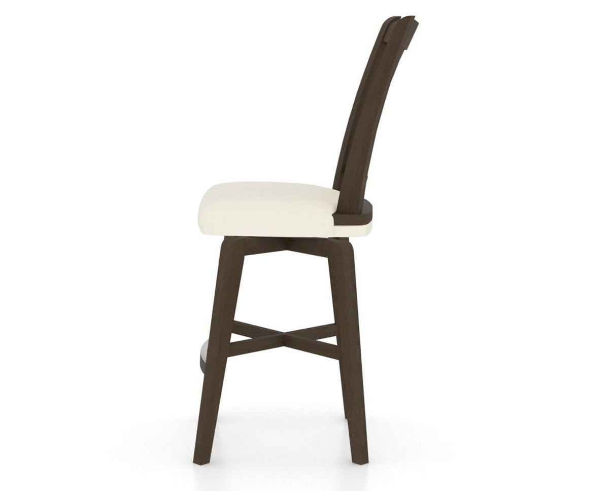 Canadel Swivel Counter Stool 7351 in YJ Faux Leather and 29 Hazelnut Washed, side view