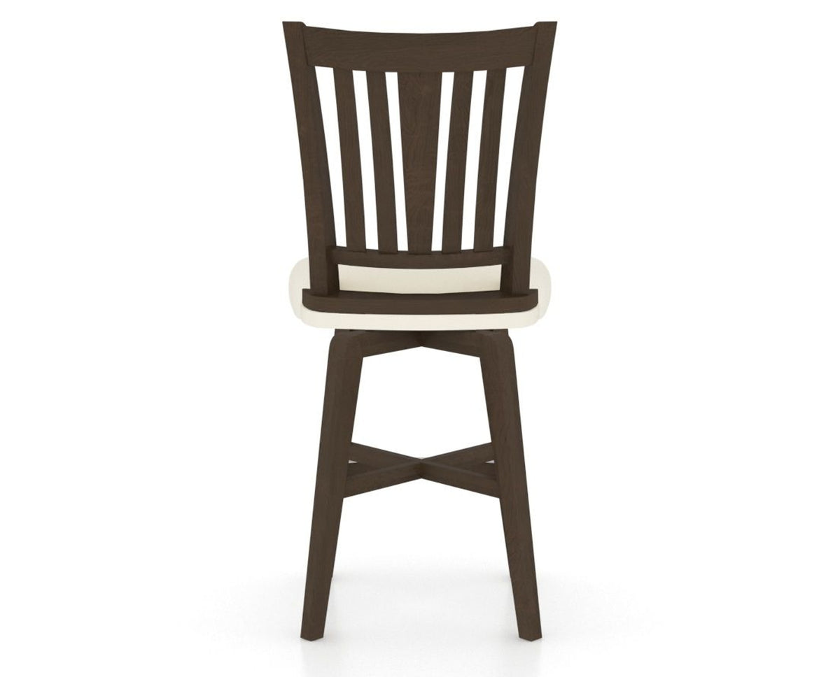 Canadel Swivel Counter Stool 7351 in YJ Faux Leather and 29 Hazelnut Washed, back view