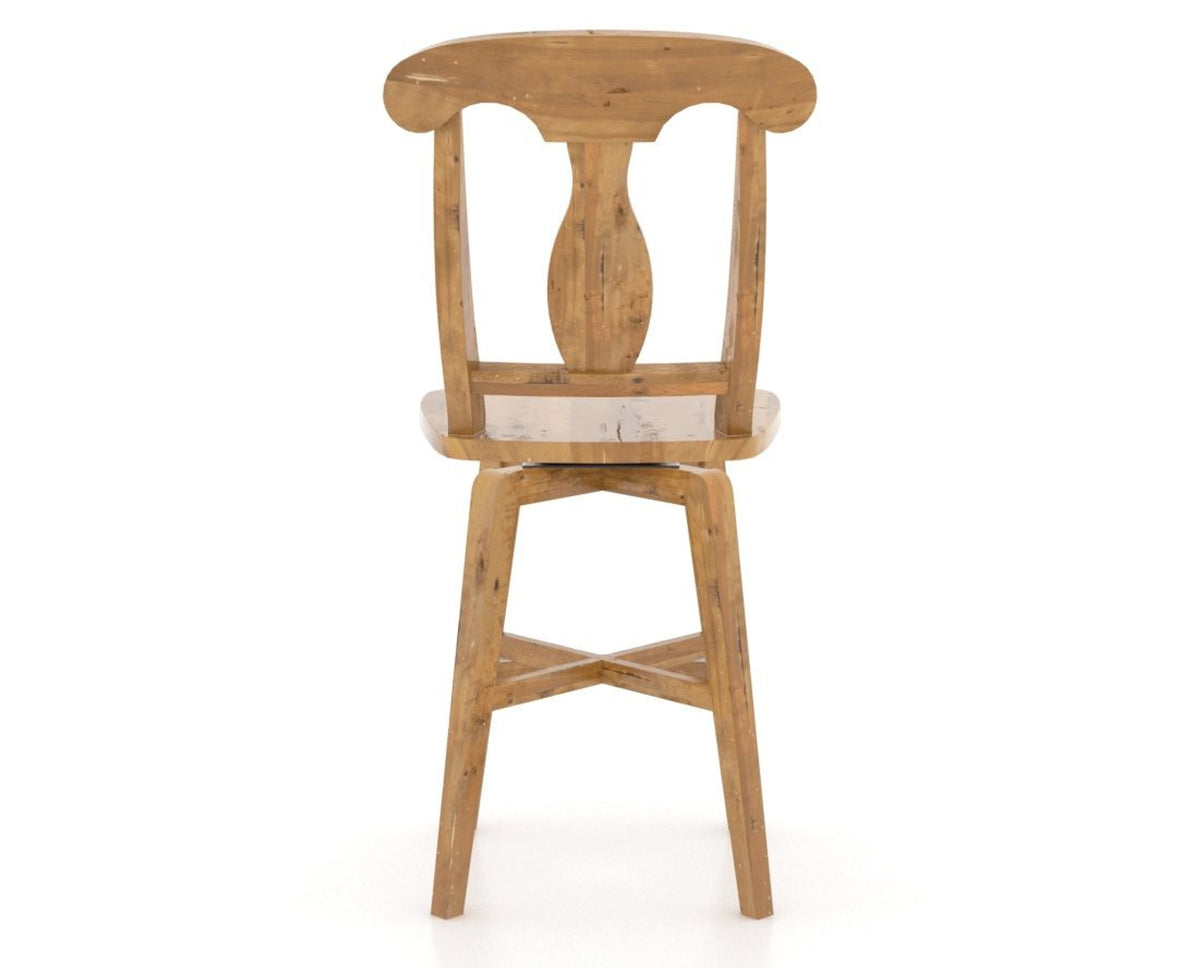Canadel Champlain Swivel Counter Stool 7600 in Wood Seat and 01 Honey Washed, back view