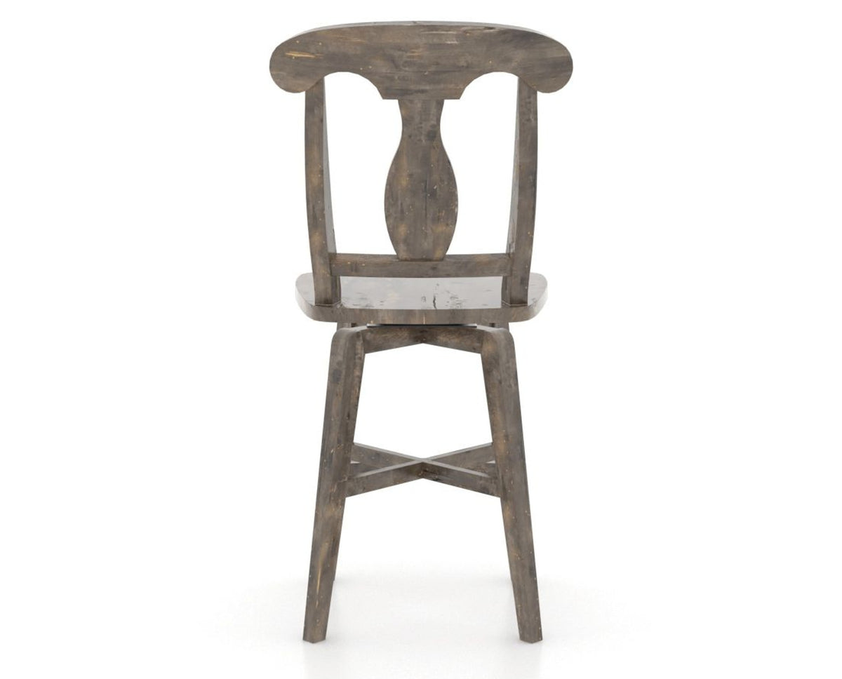 Canadel Champlain Swivel Counter Stool 7600 in Wood Seat and 08 Shadow, back view