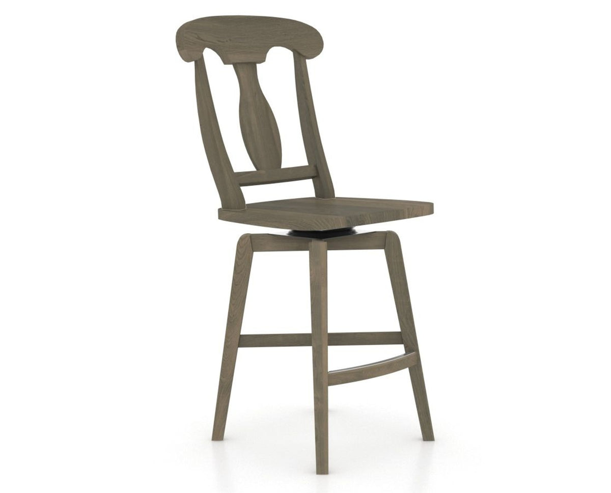 Canadel Swivel Counter Stool 7600 in Wood Seat and 08 Shadow, three-quarter view
